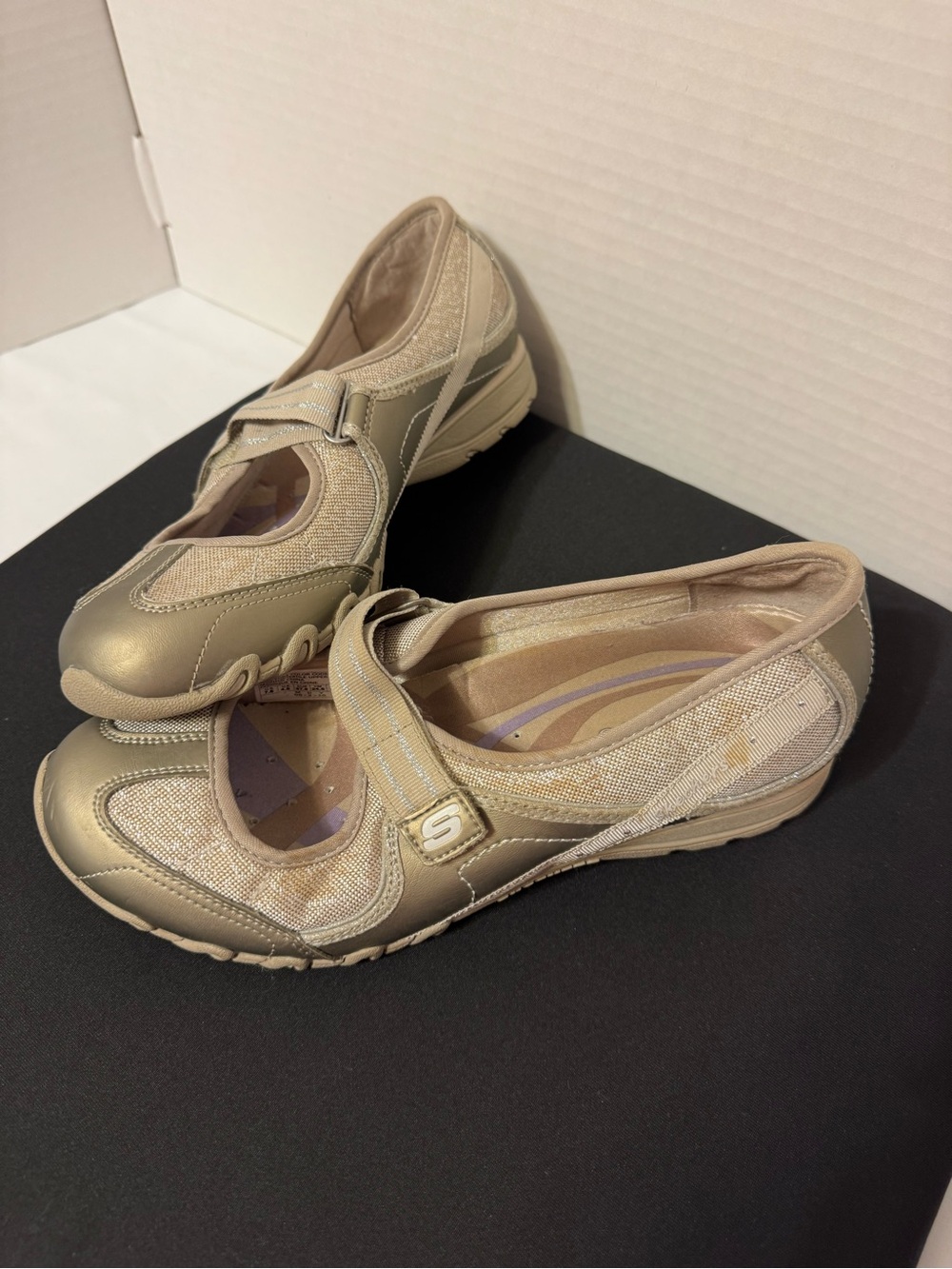 Skechers Metallic Gold Mary Jane Casual Flats